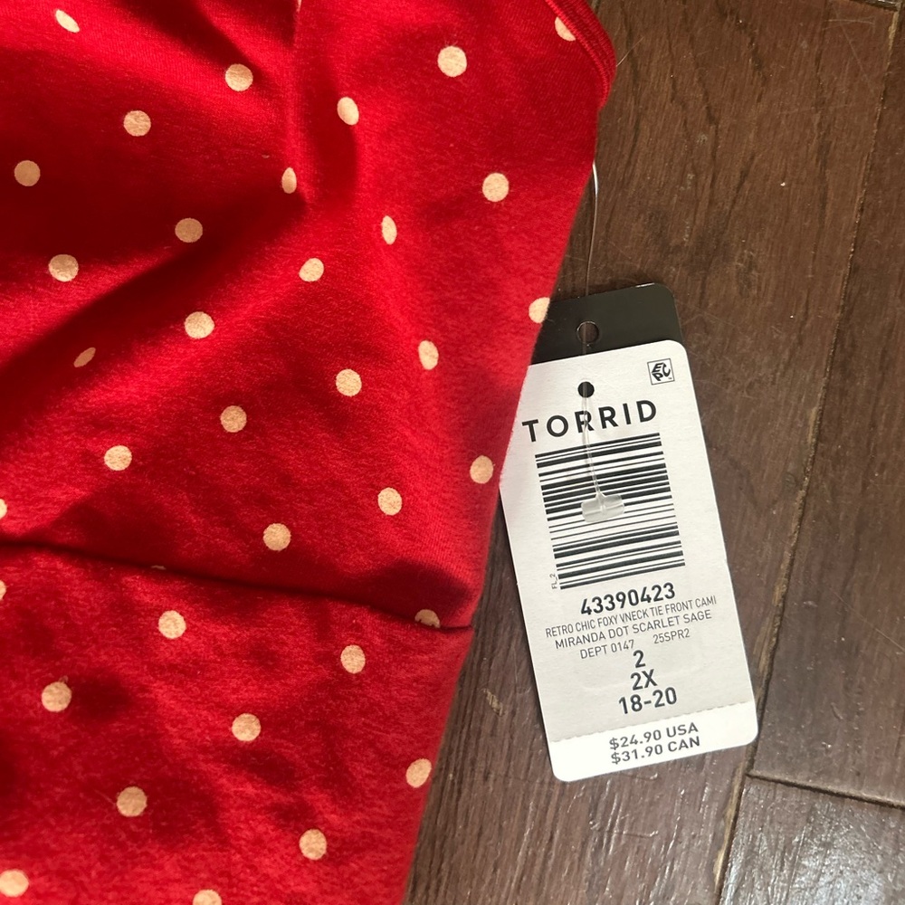 NWT Torrid Red Polka Dot Retro Chic Foxy Tie-Front Cami Size 2X - Picture 6 of 6